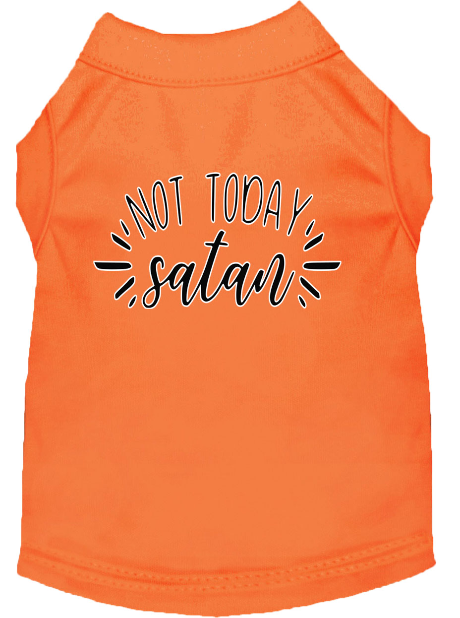 Not Today Satan Screen Print Dog Shirt Orange XS